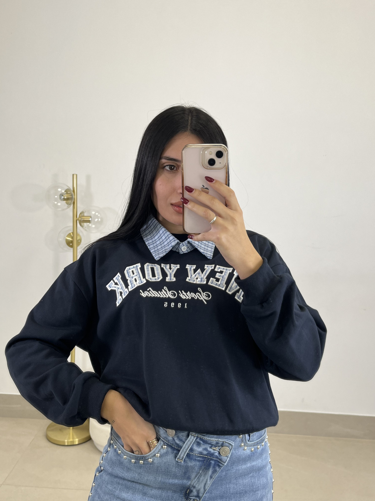 Sudadera cuello desmontable new york azul