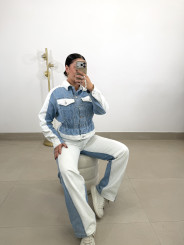 Conjunto denim combinado bicolor