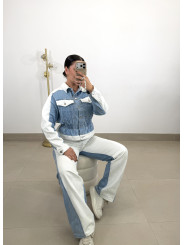 Conjunto denim combinado bicolor