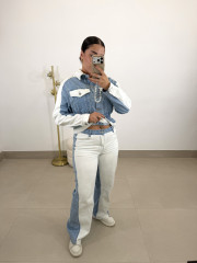 Conjunto denim combinado bicolor