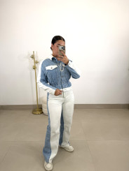 Conjunto denim combinado bicolor