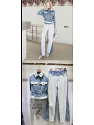 Conjunto denim combinado bicolor