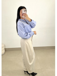 Pantalon ancho pinzas tipo barrel beige