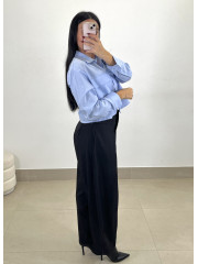 Pantalon ancho pinzas tipo barrel negro