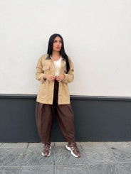 Chaqueta combinada cuello polipiel oversize