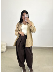 Chaqueta combinada cuello polipiel oversize