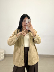 Chaqueta combinada cuello polipiel oversize