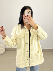 Chaqueta combinada cuello polipiel oversize