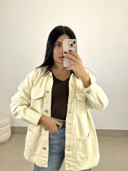 Chaqueta combinada cuello polipiel oversize