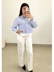 Camisa oxford crop  raya celeste