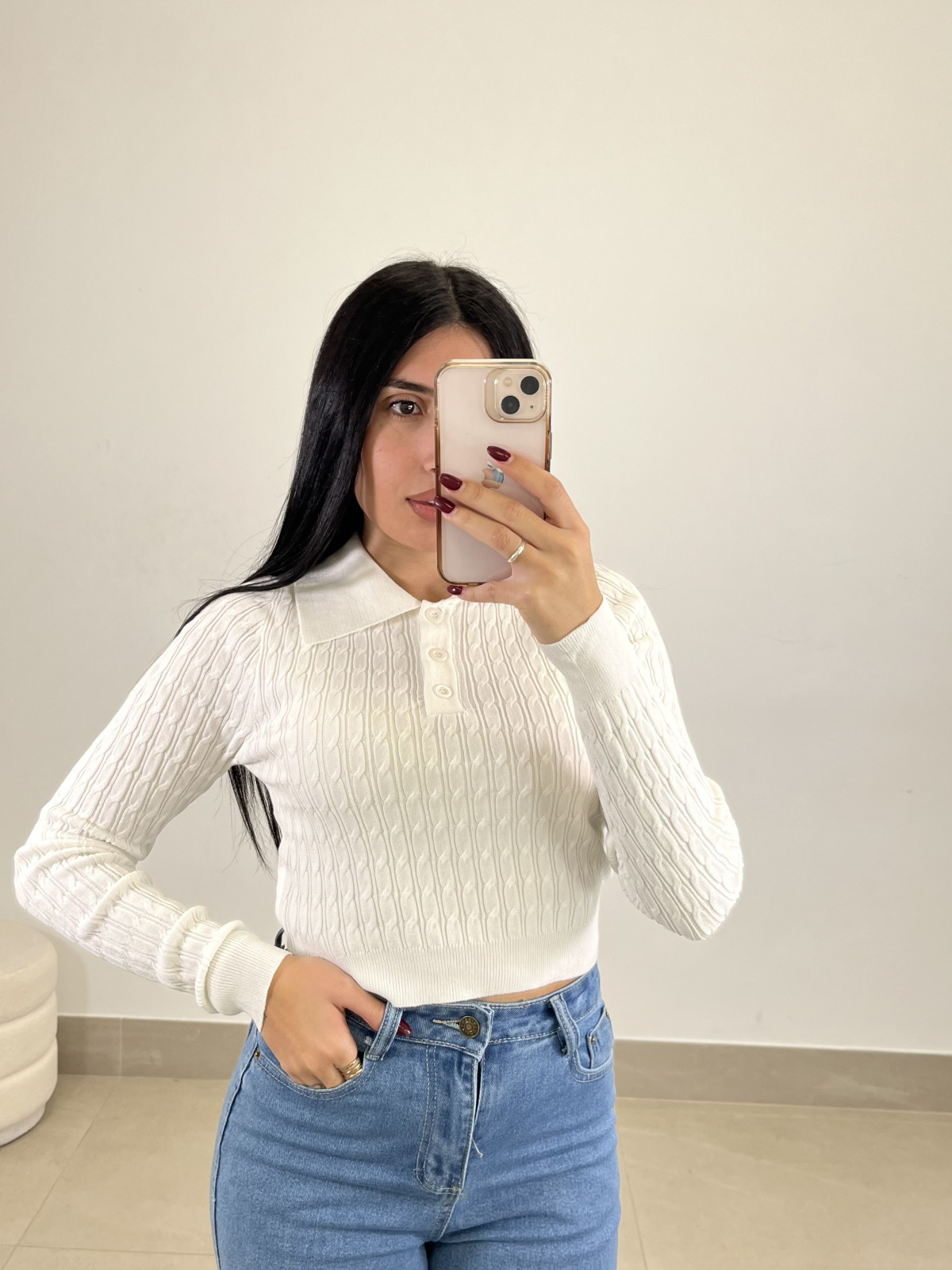 jersey trenza blanco