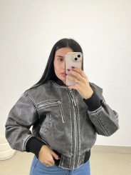 Bomber polipiel desgastada