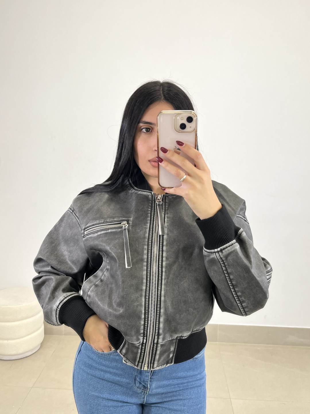 Bomber polipiel desgastada