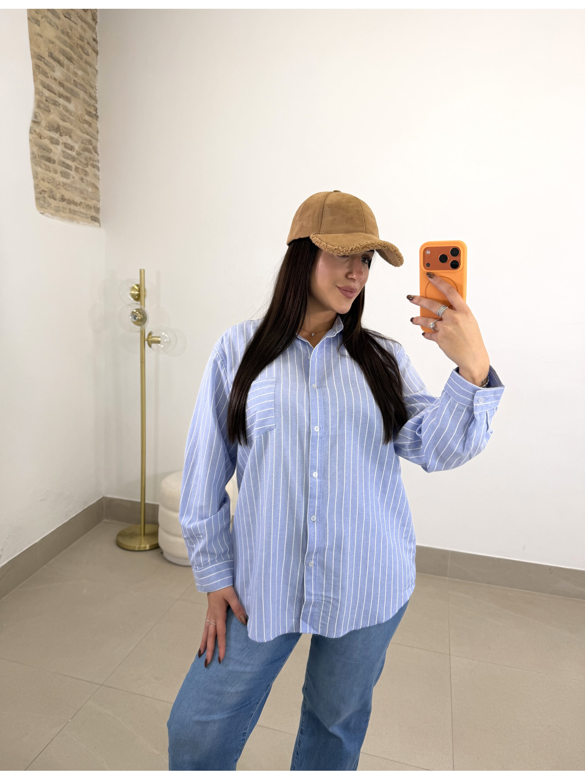 camisa oxford raya celeste