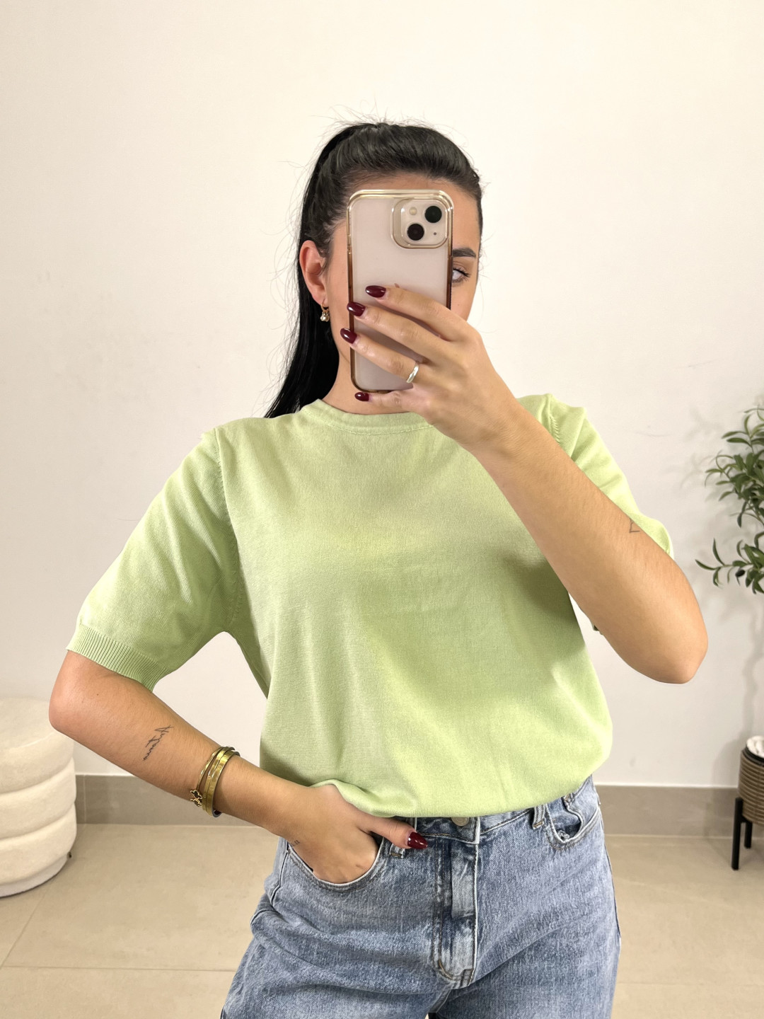 jersey punto manga corta verde