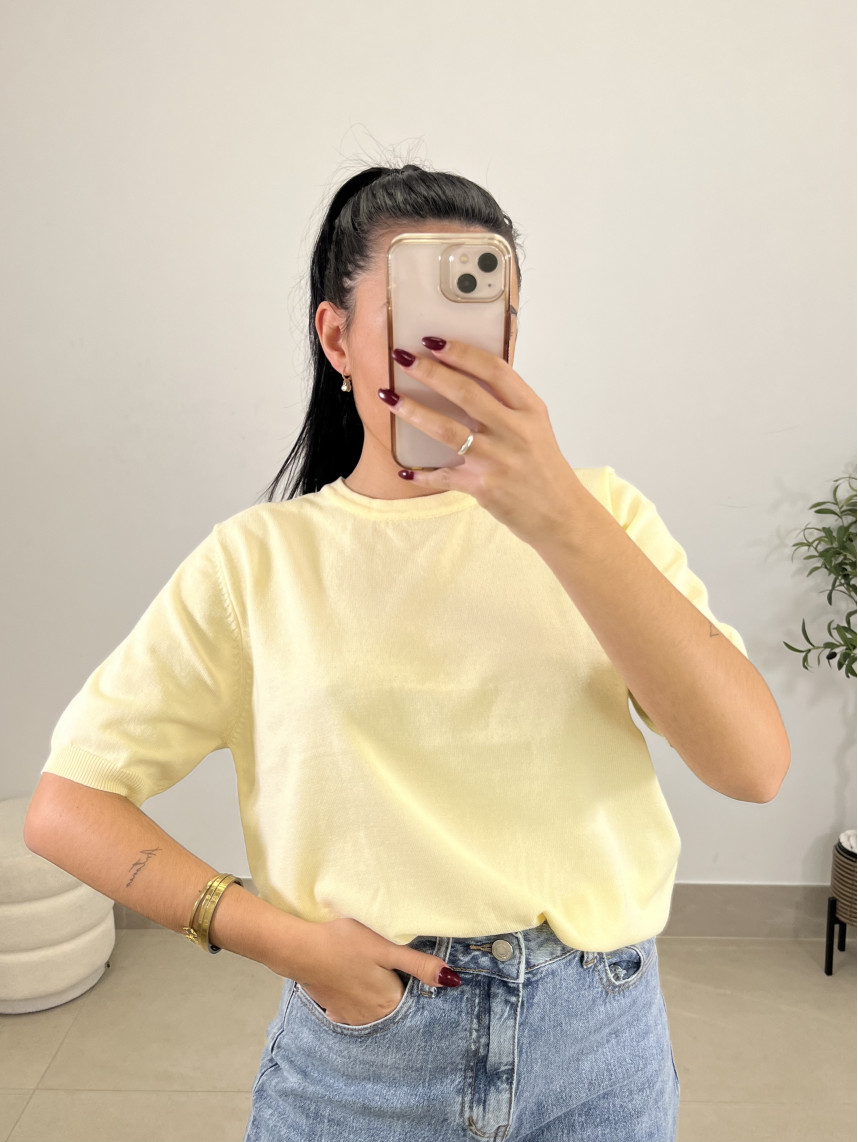 jersey punto manga corta amarillo