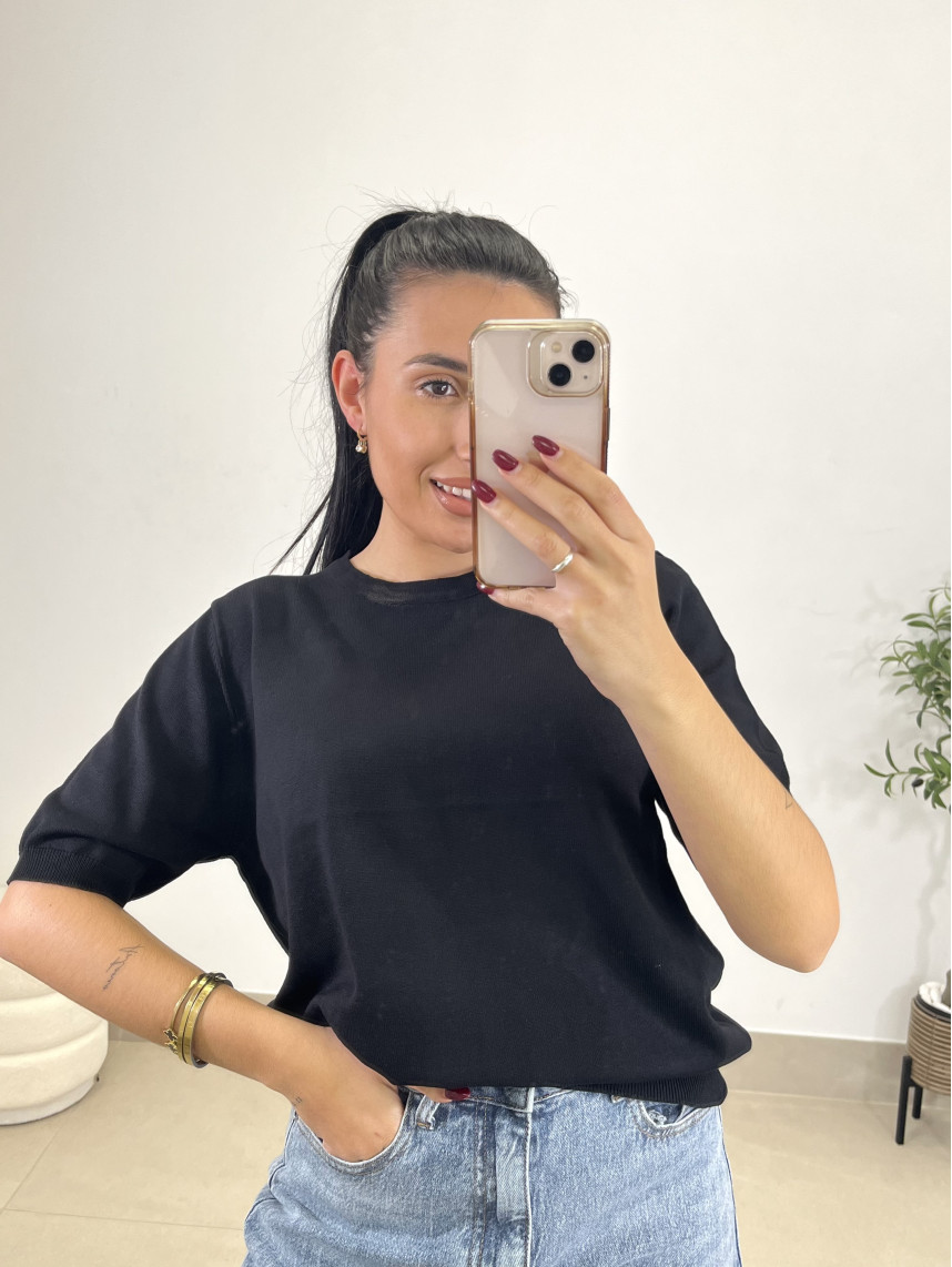 jersey punto manga corta negro