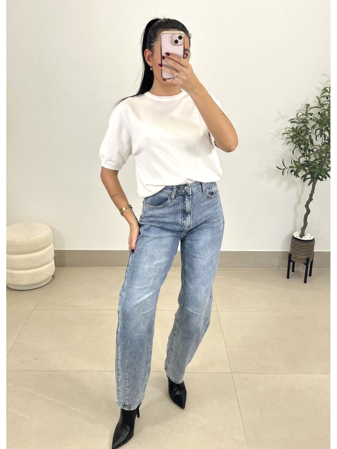 jersey punto manga corta blanco