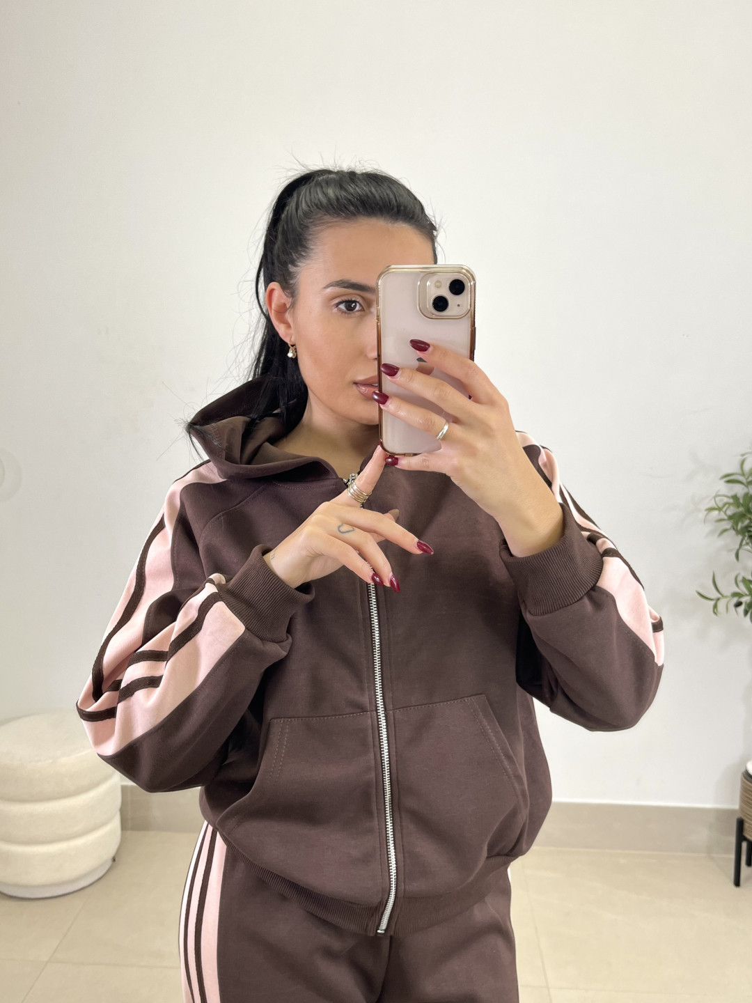 conjunto selena marron/rosa