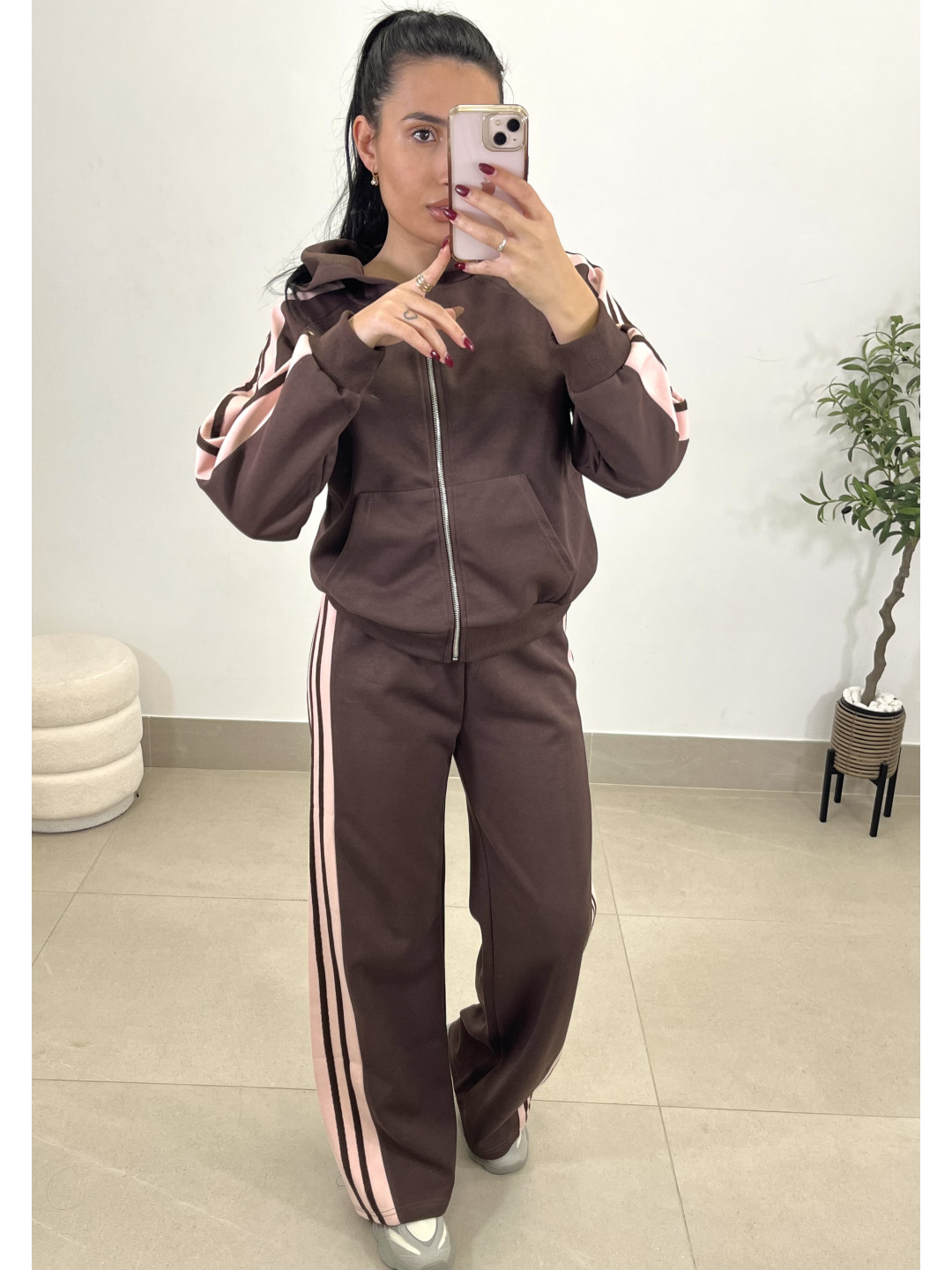 conjunto selena marron/rosa