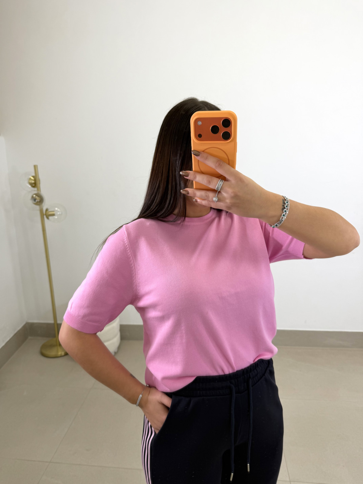 jersey punto manga corta rosa