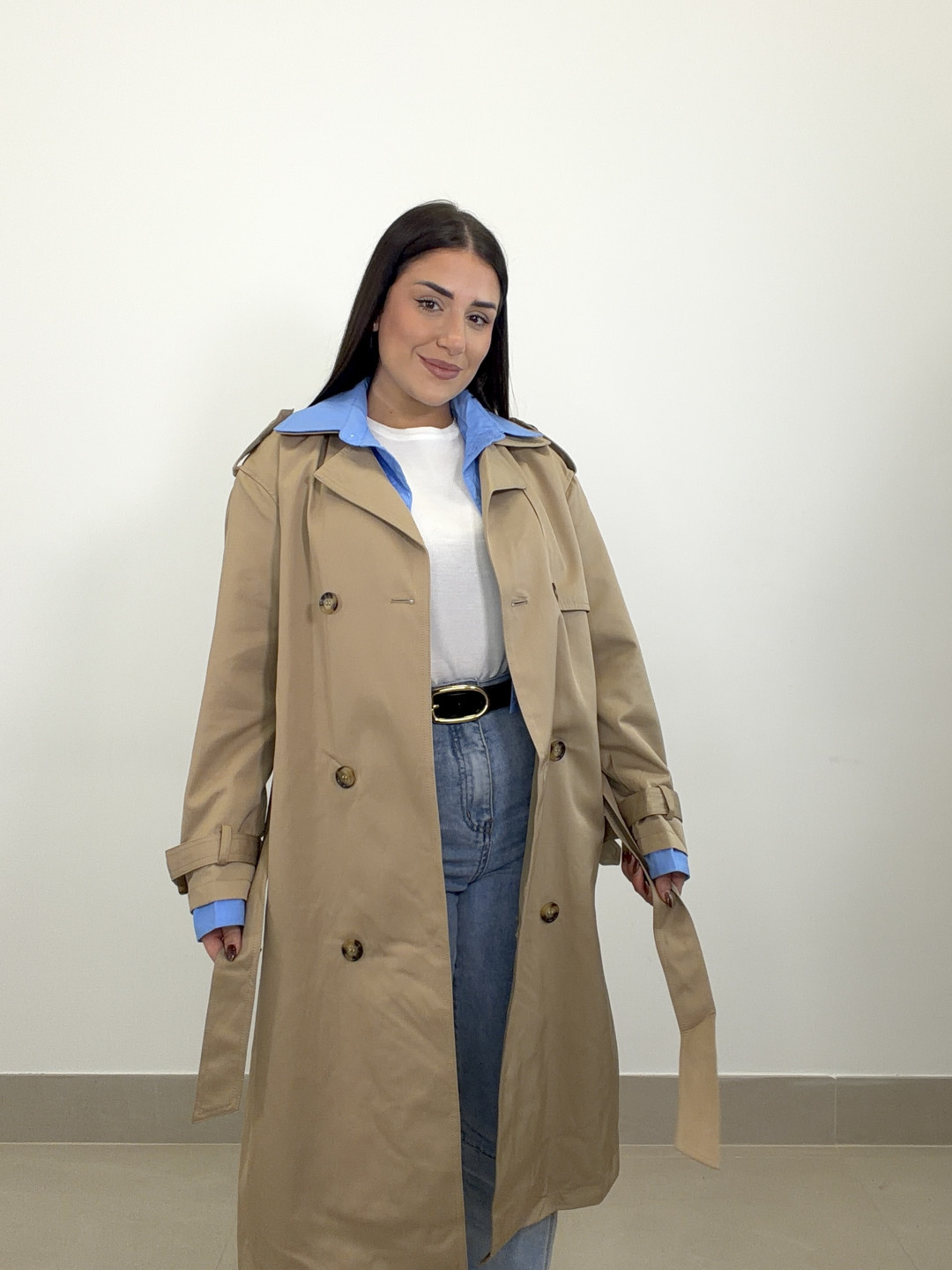 Gabardina combinada camisa