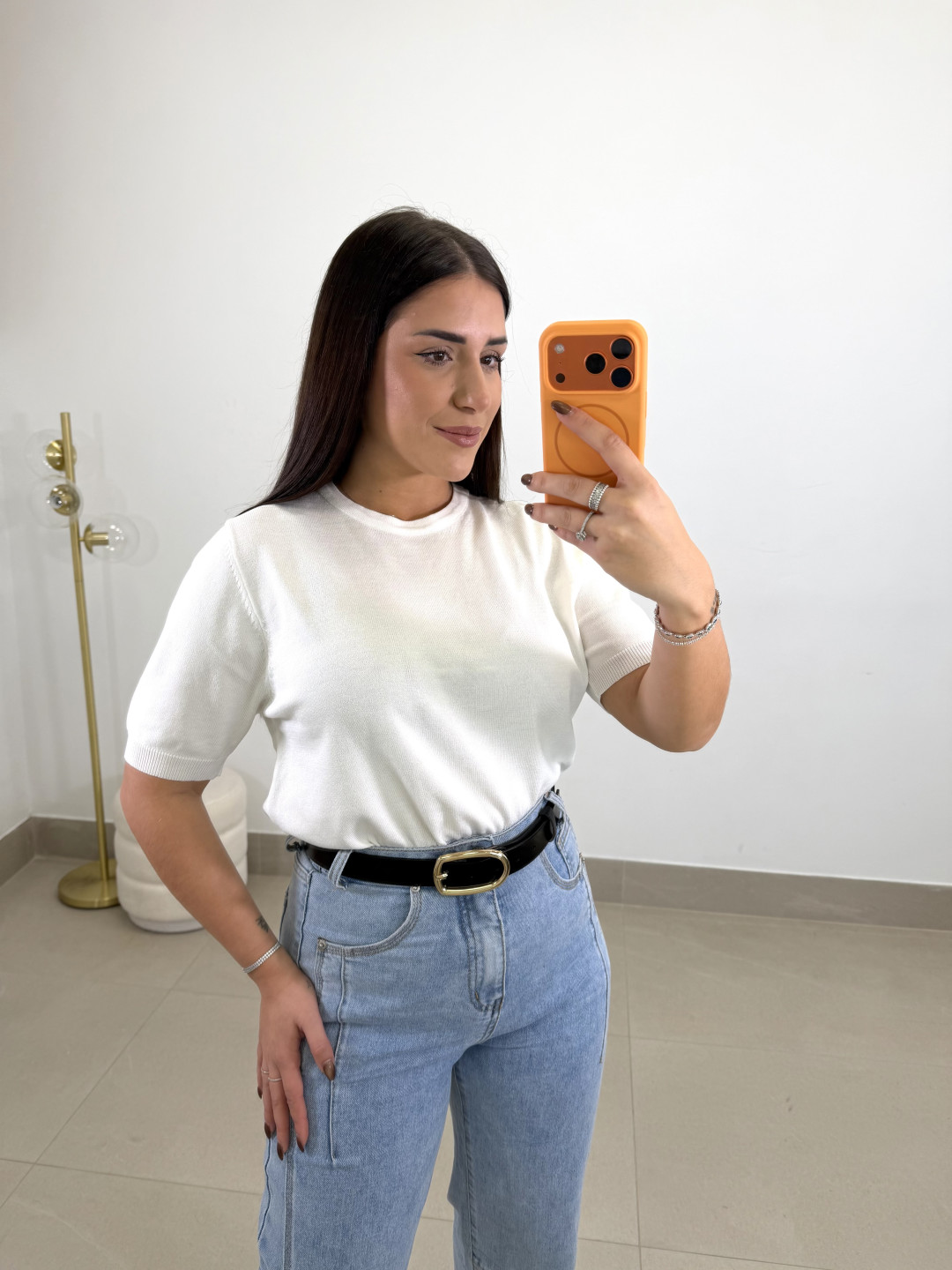 jersey punto manga corta blanco