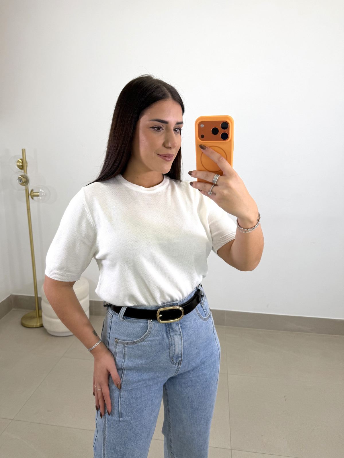 jersey punto manga corta blanco