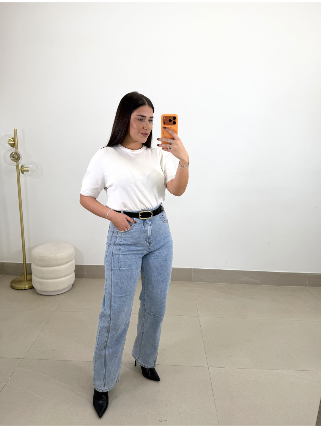 jersey punto manga corta blanco