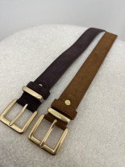 Cinturon piel vuelta hebilla cuadrada dorada