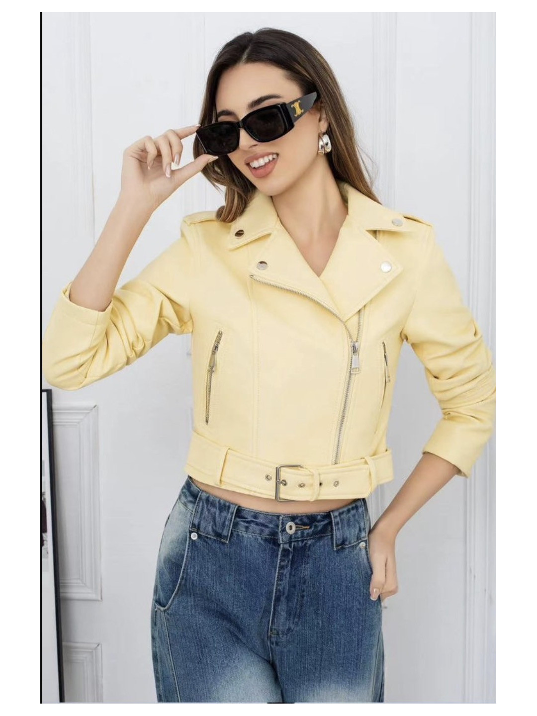 Cazadora polipiel amarilla