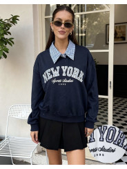 Sudadera cuello desmontable new york azul