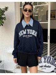 Sudadera cuello desmontable new york azul