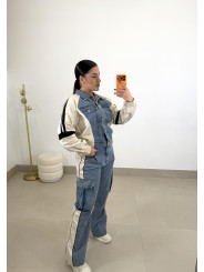 conjunto combinado denim camel