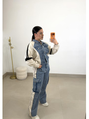 conjunto combinado denim camel