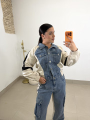 conjunto combinado denim camel