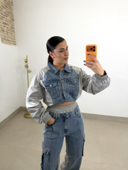 Conjunto combinado denim gris