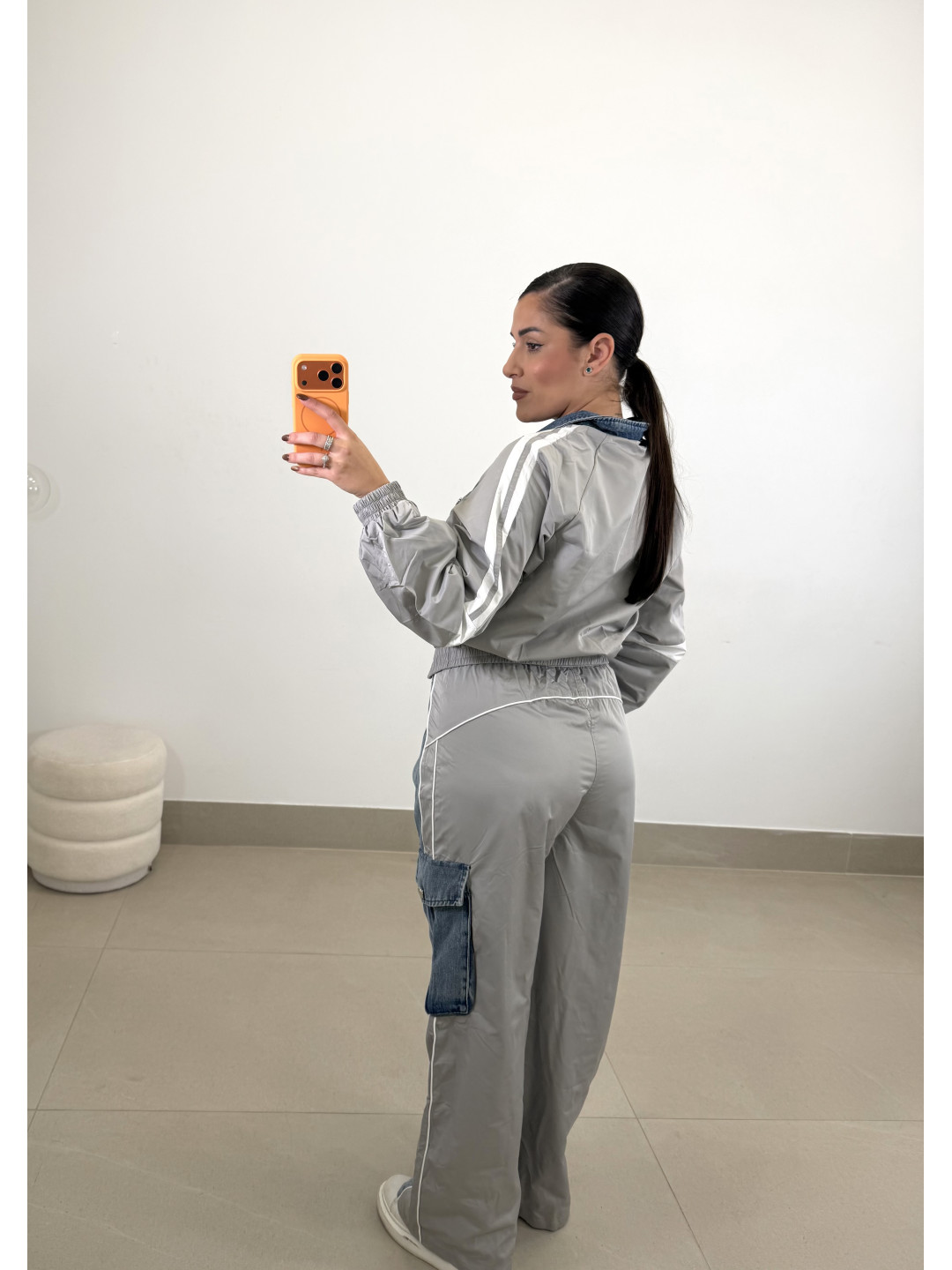 Conjunto combinado denim gris