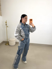 Conjunto combinado denim gris