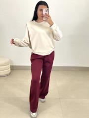 pantalon tinto felpa raya lateral beige