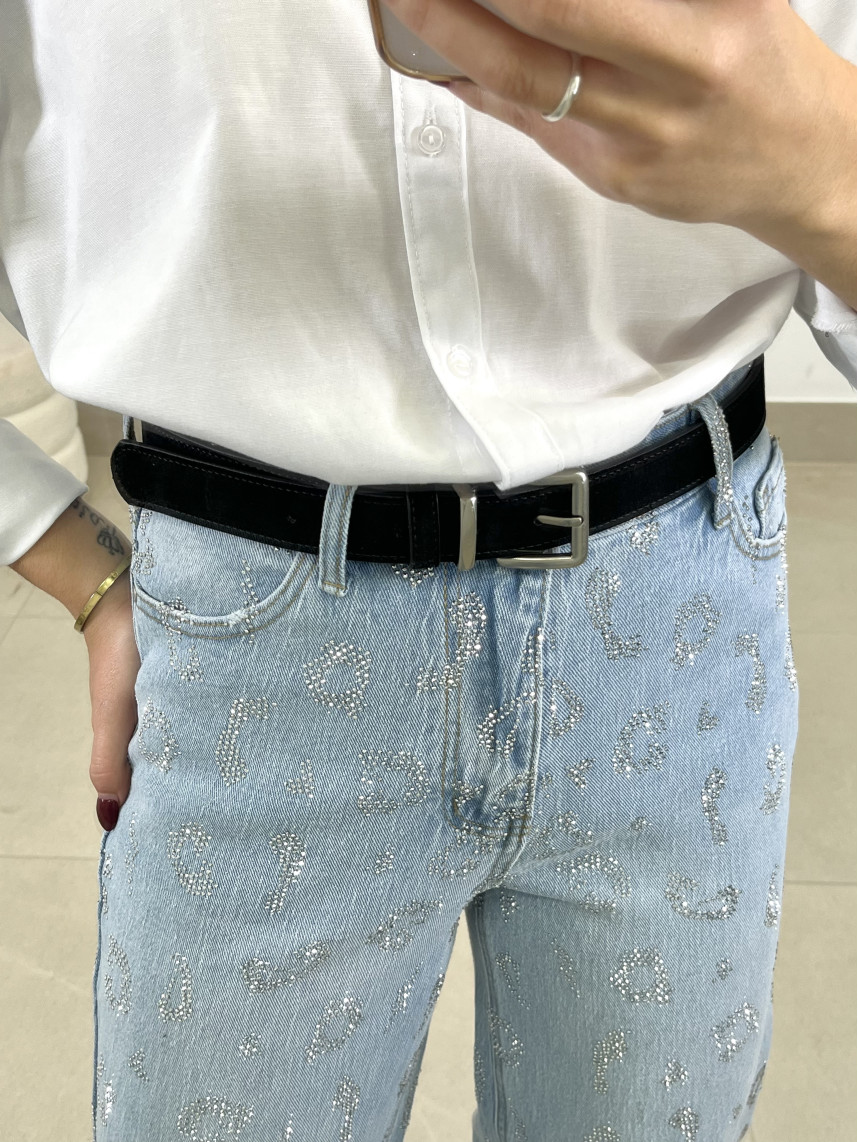 Cinturon piel vuelta hebilla cuadrada plata