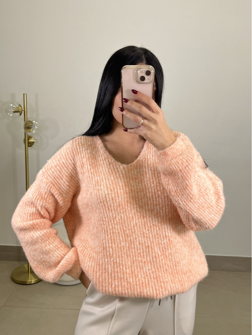 Jersey basico cuello pico naranja