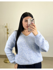 jersey basico cuello pico celeste