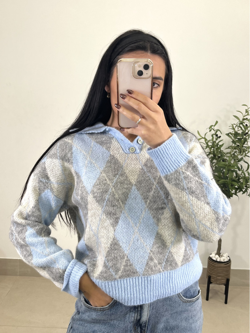 Jersey rombos celeste