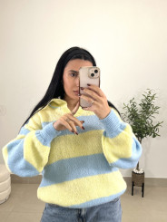 Jersey polero rayas amarillo/celeste