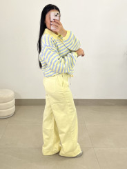 pantalon fluido tipo denim amarillo