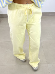 pantalon fluido tipo denim amarillo
