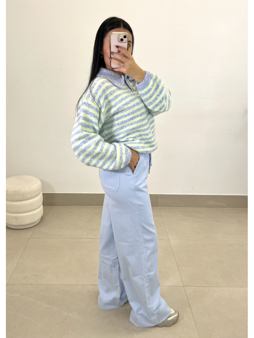 pantalon fluido tipo denim celeste