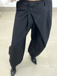 Pantalon barrel pinzas cierre viral negro