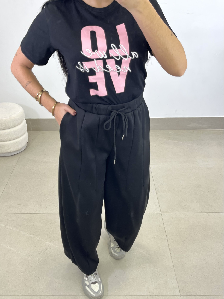 Pantalon felpa tipo barrel